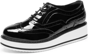 DREAM PAIRS Women's Platform Oxfords Lace-up Wingtips Round Toe Dress Shoes