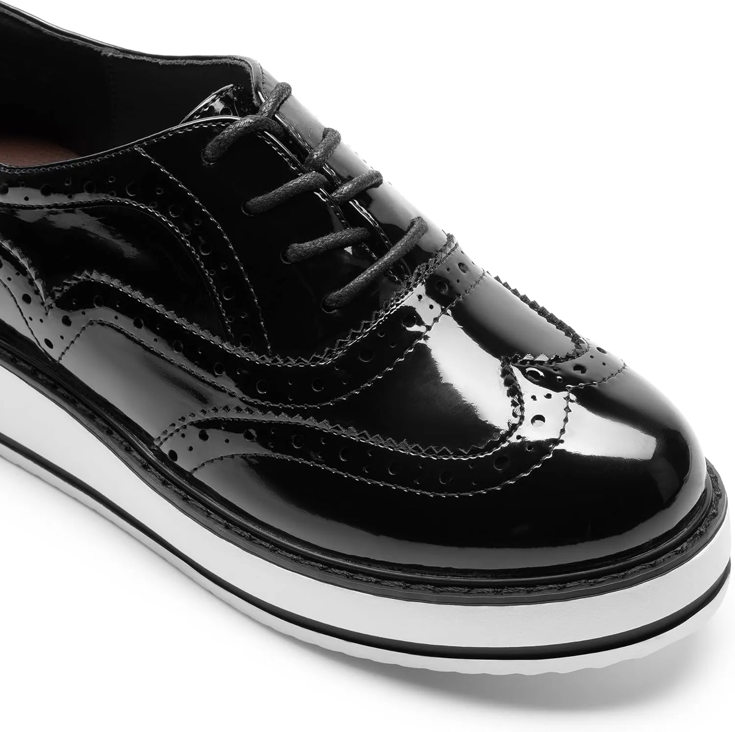DREAM PAIRS Women's Platform Oxfords Lace-up Wingtips Round Toe Dress Shoes