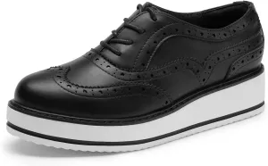 DREAM PAIRS Women's Platform Oxfords Lace-up Wingtips Round Toe Dress Shoes