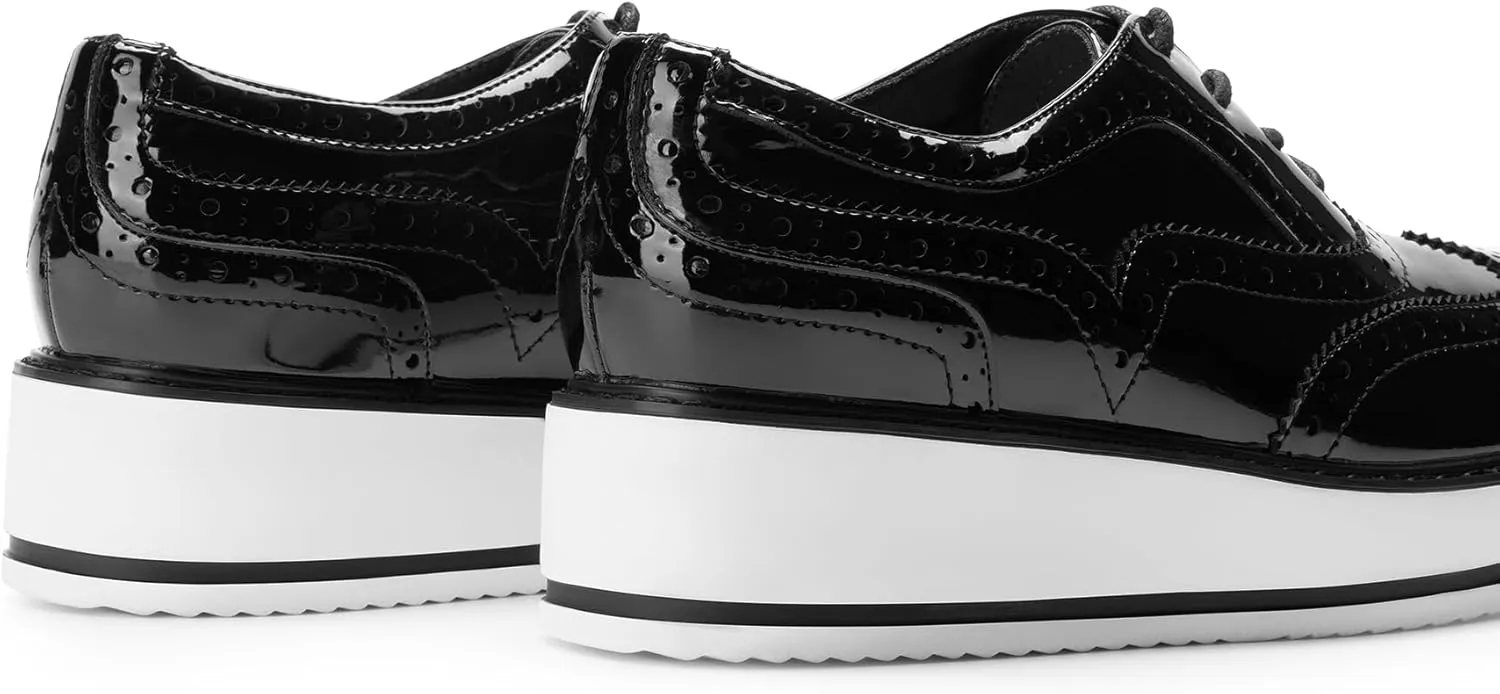 DREAM PAIRS Women's Platform Oxfords Lace-up Wingtips Round Toe Dress Shoes