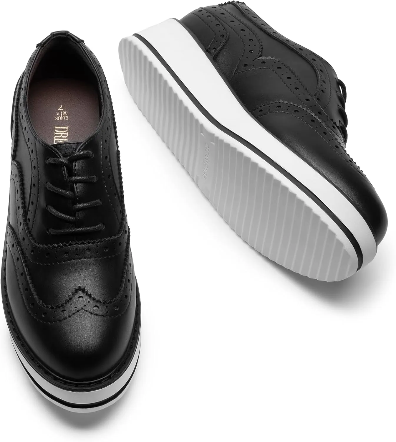 DREAM PAIRS Women's Platform Oxfords Lace-up Wingtips Round Toe Dress Shoes