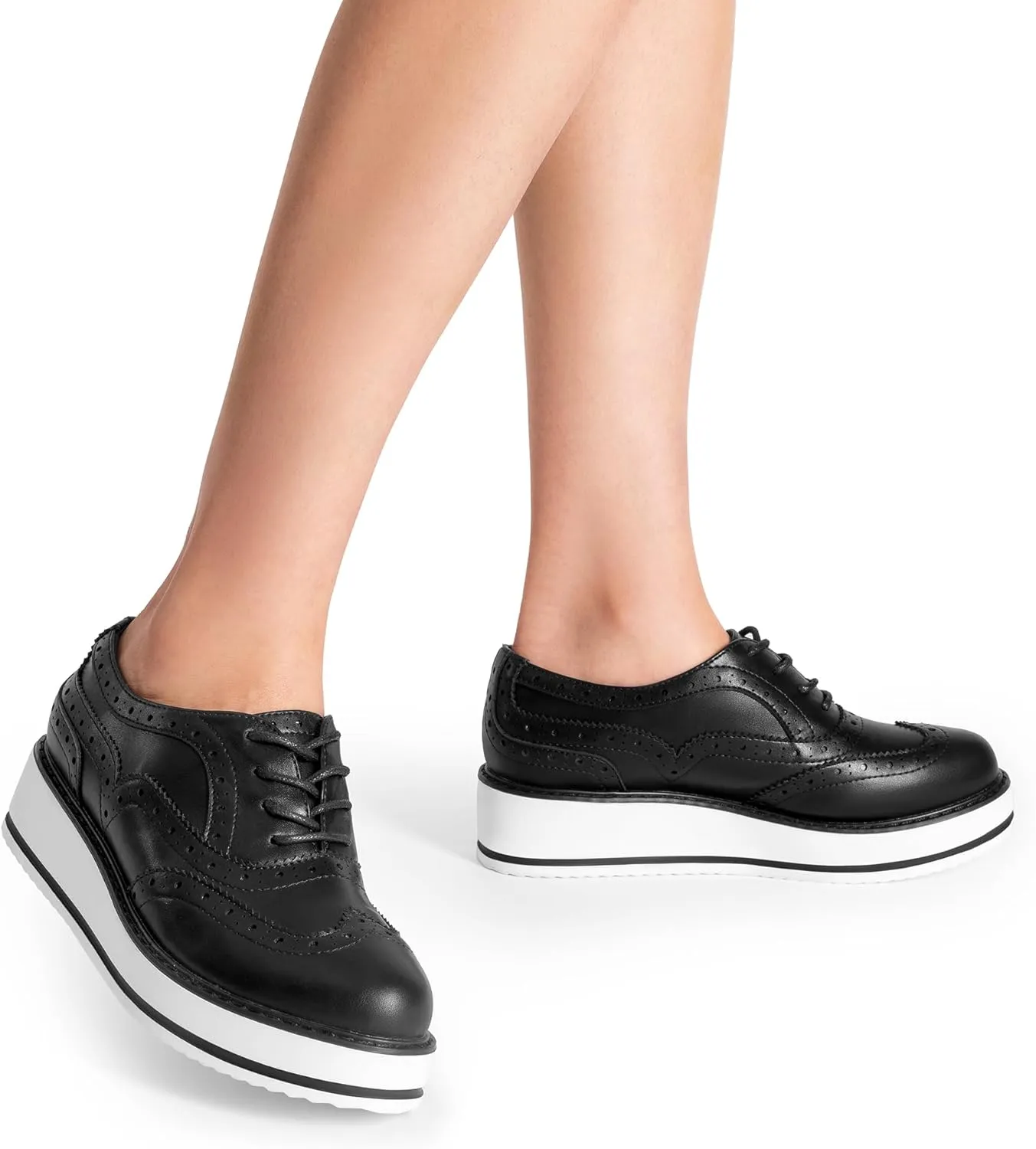DREAM PAIRS Women's Platform Oxfords Lace-up Wingtips Round Toe Dress Shoes