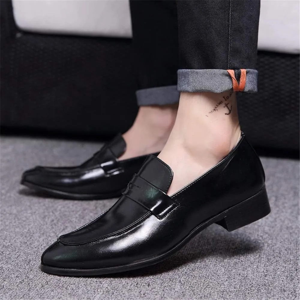 Dress Oxford Shoes for Men Slip On Round Split Toe Cowhide Non Slip Rubber Sole Slip Resistant Block Heel Anti-Slip Walking Suitable for Many Occasions