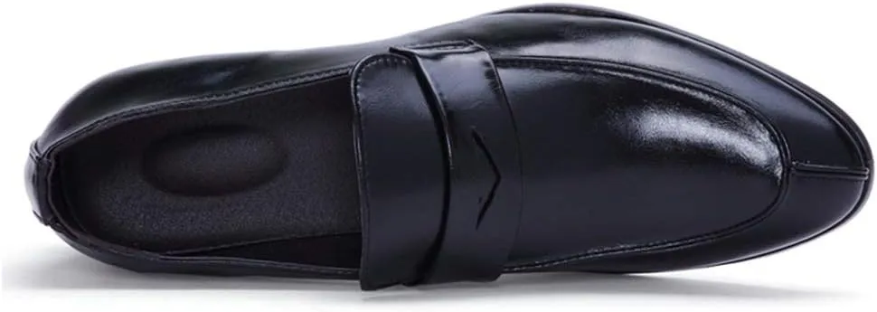 Dress Oxford Shoes for Men Slip On Round Split Toe Cowhide Non Slip Rubber Sole Slip Resistant Block Heel Anti-Slip Walking Suitable for Many Occasions