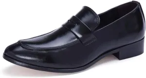 Dress Oxford Shoes for Men Slip On Round Split Toe Cowhide Non Slip Rubber Sole Slip Resistant Block Heel Anti-Slip Walking Suitable for Many Occasions