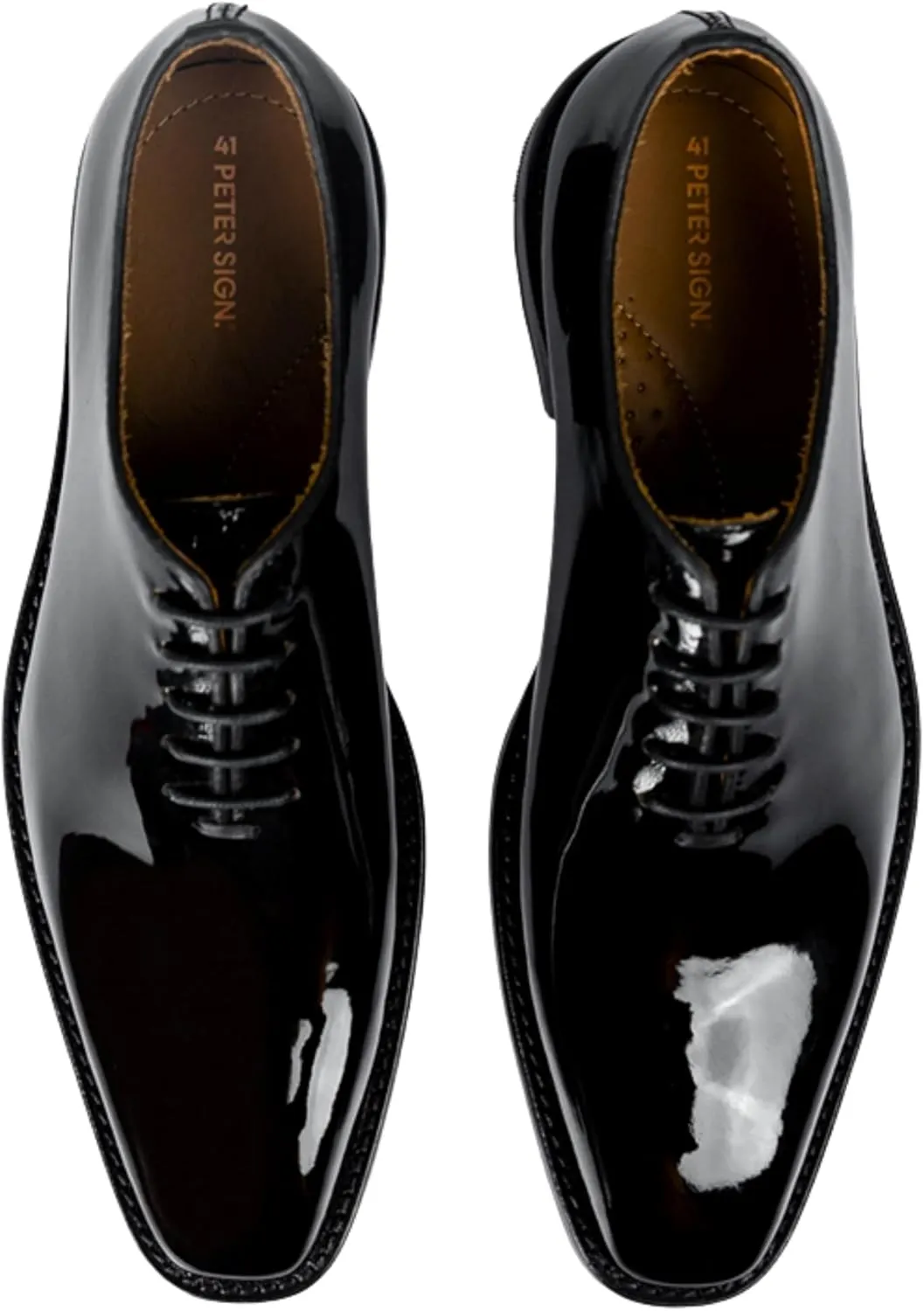 Dress Shoes for Men | Genuine Leather Oxford High Gloss Design Lace-Up Closure Black Dress Shoes Men