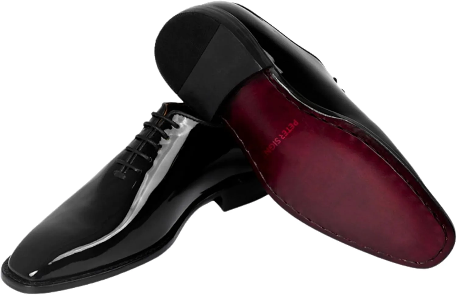 Dress Shoes for Men | Genuine Leather Oxford High Gloss Design Lace-Up Closure Black Dress Shoes Men