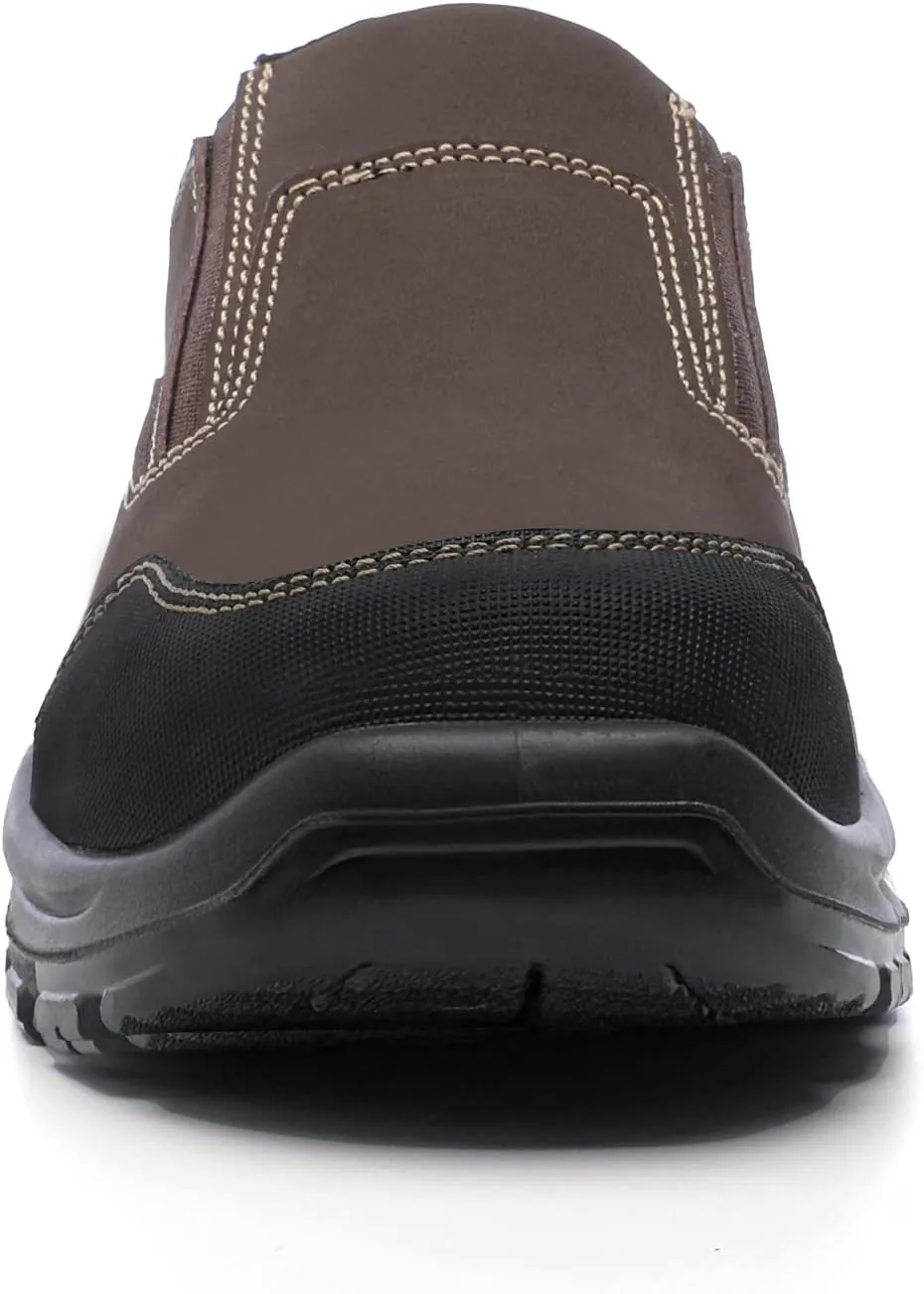 DRKA Steel Toe Shoes for Men,Steel Toe Slip-On Shoe,Slip Resistant Comfortable Safety Work Shoes Industrial Construction Footwear