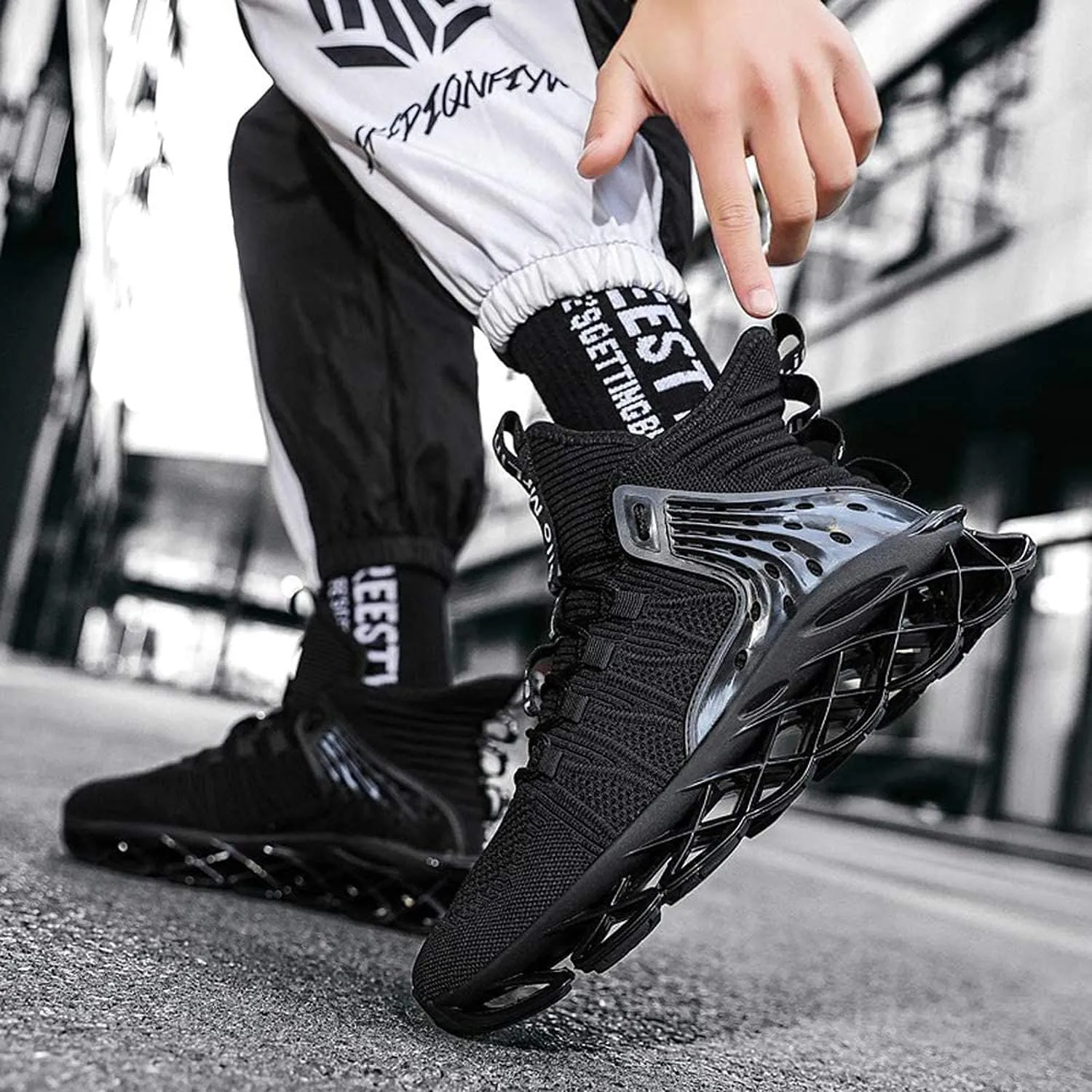 DUDHUH Running Shoes for Men Comfortable Athletic Cross Trainer Casual Walking Fashion Mens Tennis Sock Sneakers