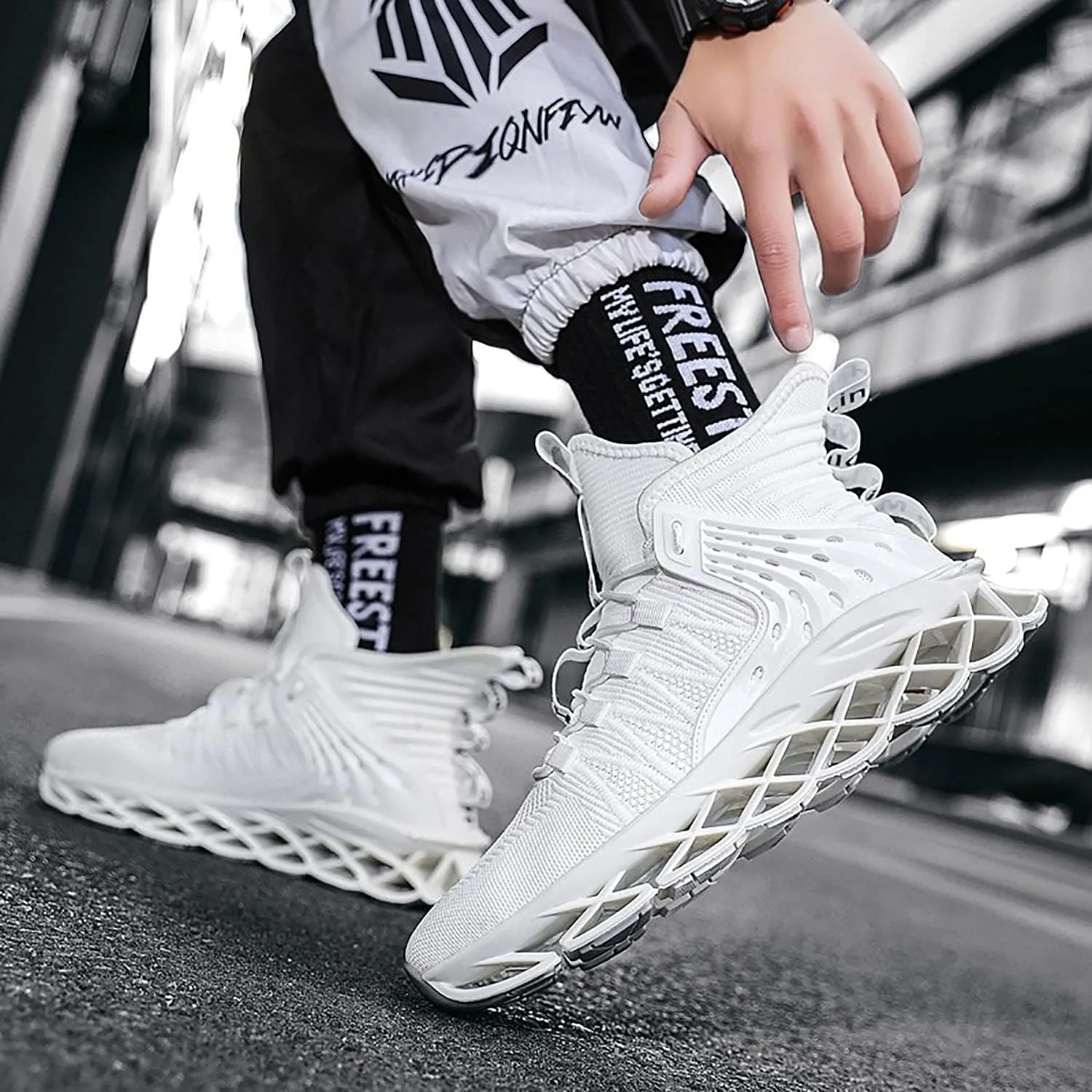 DUDHUH Running Shoes for Men Comfortable Athletic Cross Trainer Casual Walking Fashion Mens Tennis Sock Sneakers