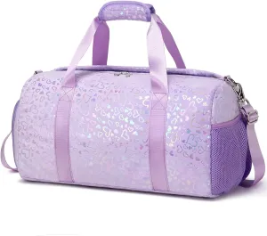 Duffel Bag for Girls Fluffy Dance Bag for Girls Ballet Bag Girls Sports Gym Bag Water Resistant Travel Duffle Bags with Shoes Compartment