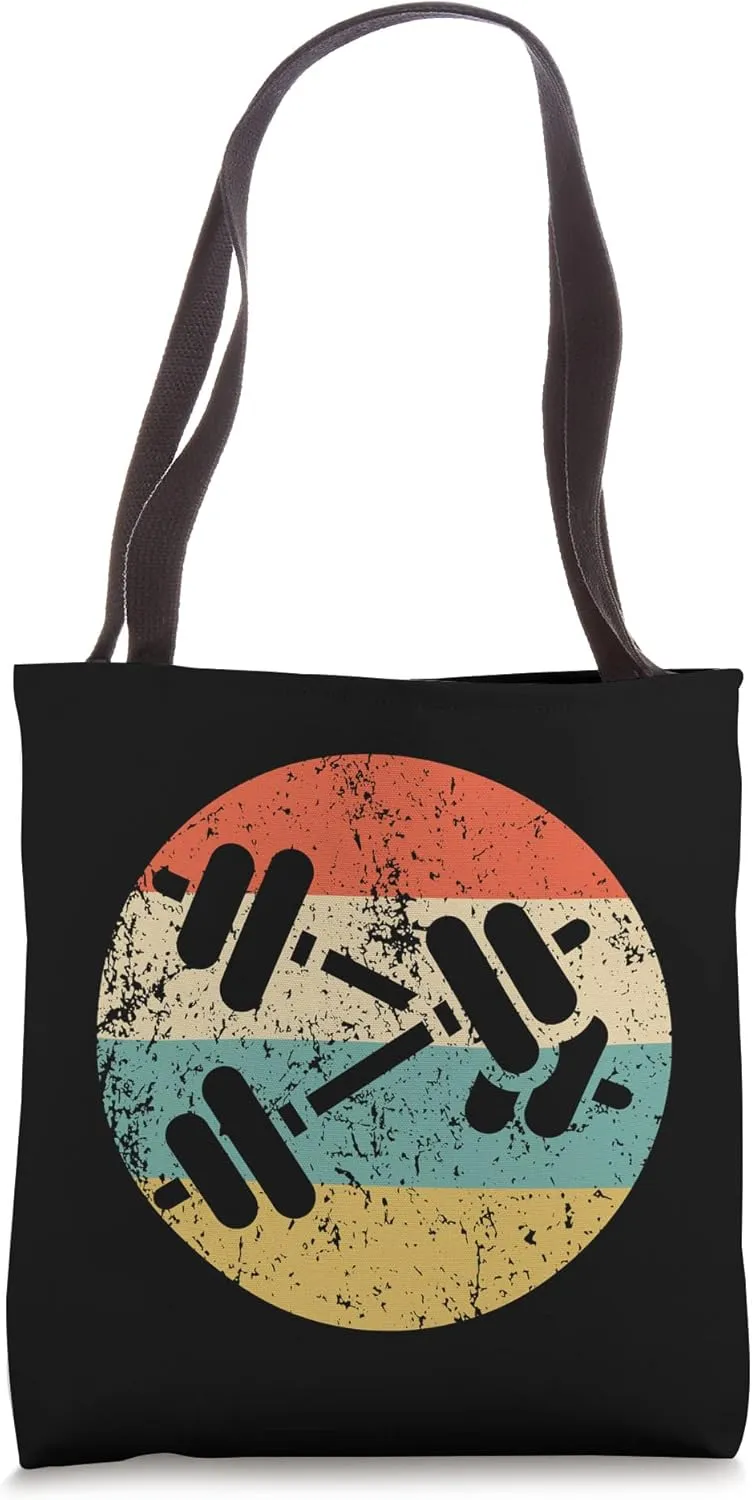 Dumbbell Weights Icon Retro Fitness Weightlifting Tote Bag