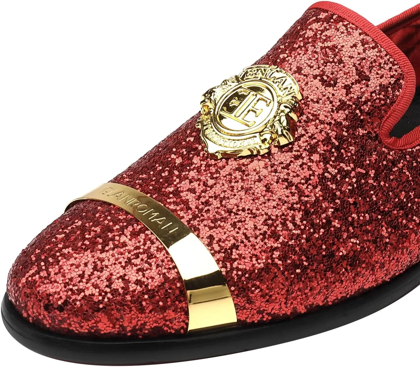 ELANROMAN Men's Glitter Loafers Oxford Dress Fashion Wedding Party Prom Shoes