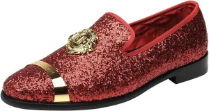 ELANROMAN Men's Glitter Loafers Oxford Dress Fashion Wedding Party Prom Shoes