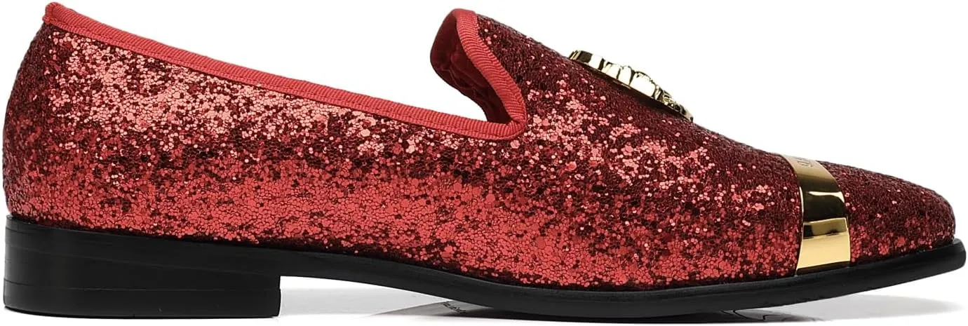 ELANROMAN Men's Glitter Loafers Oxford Dress Fashion Wedding Party Prom Shoes