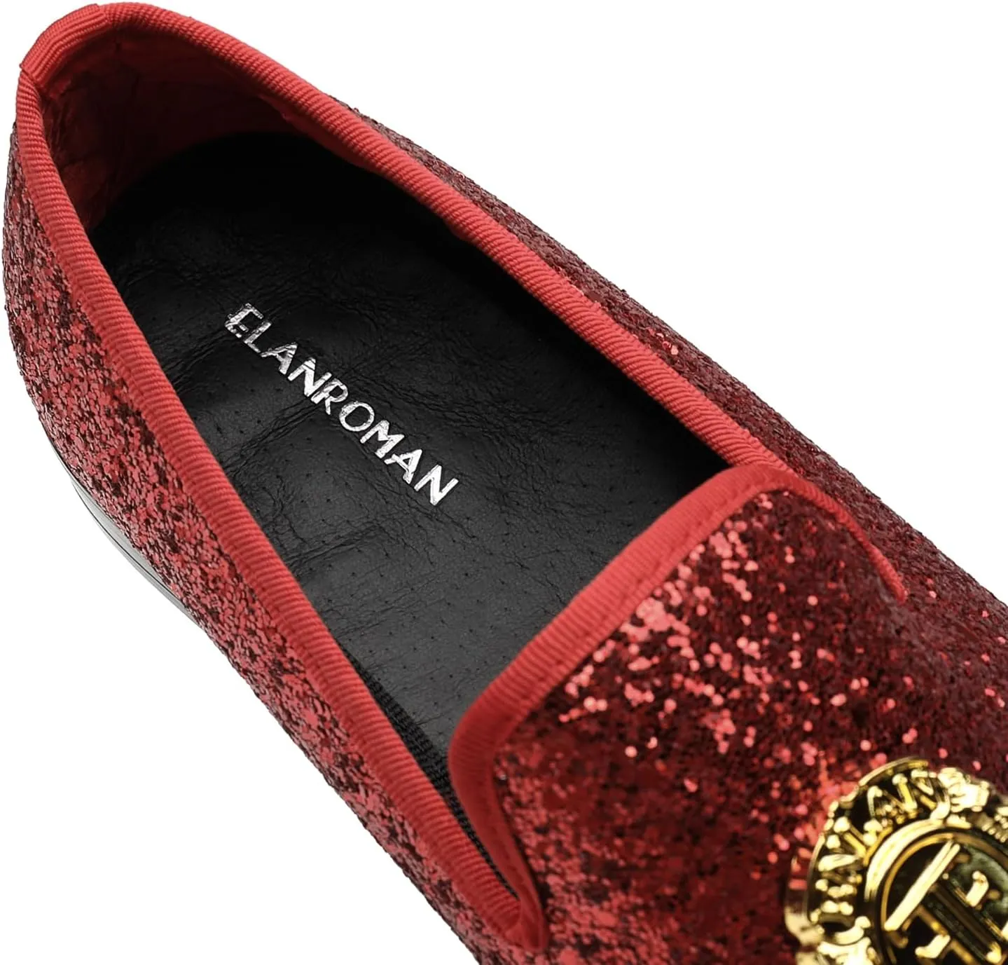 ELANROMAN Men's Glitter Loafers Oxford Dress Fashion Wedding Party Prom Shoes