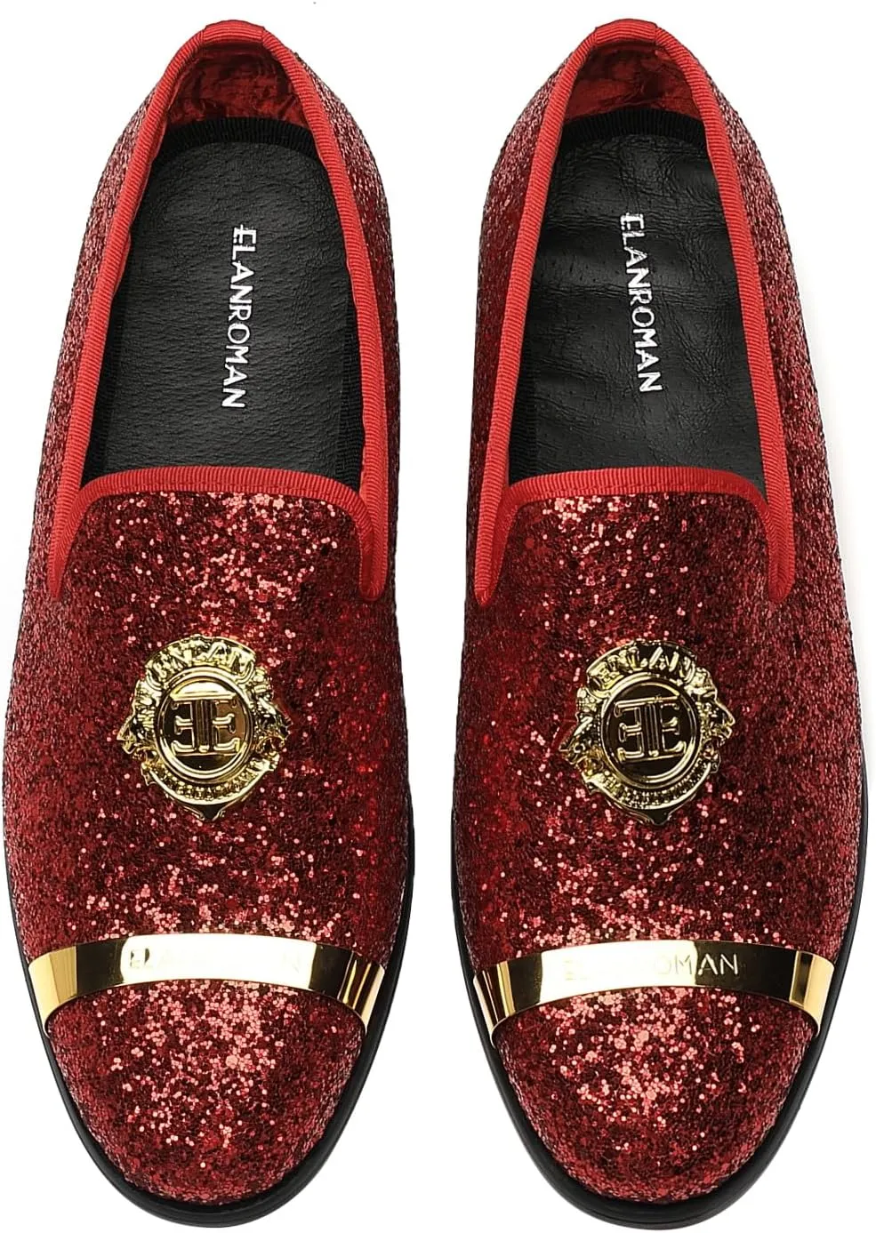 ELANROMAN Men's Glitter Loafers Oxford Dress Fashion Wedding Party Prom Shoes