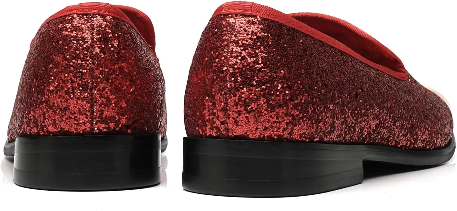 ELANROMAN Men's Glitter Loafers Oxford Dress Fashion Wedding Party Prom Shoes