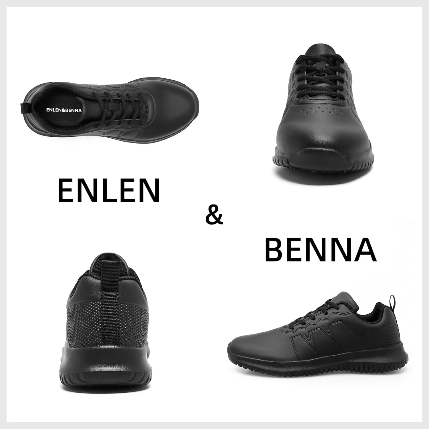 ENLEN&BENNA Non Slip Work Shoes for Men Waterproof Slip Resistant Food Service Restaurant Kitchen Chef Shoes Lightweight Comfort Walking Sneaker Casual Shoe