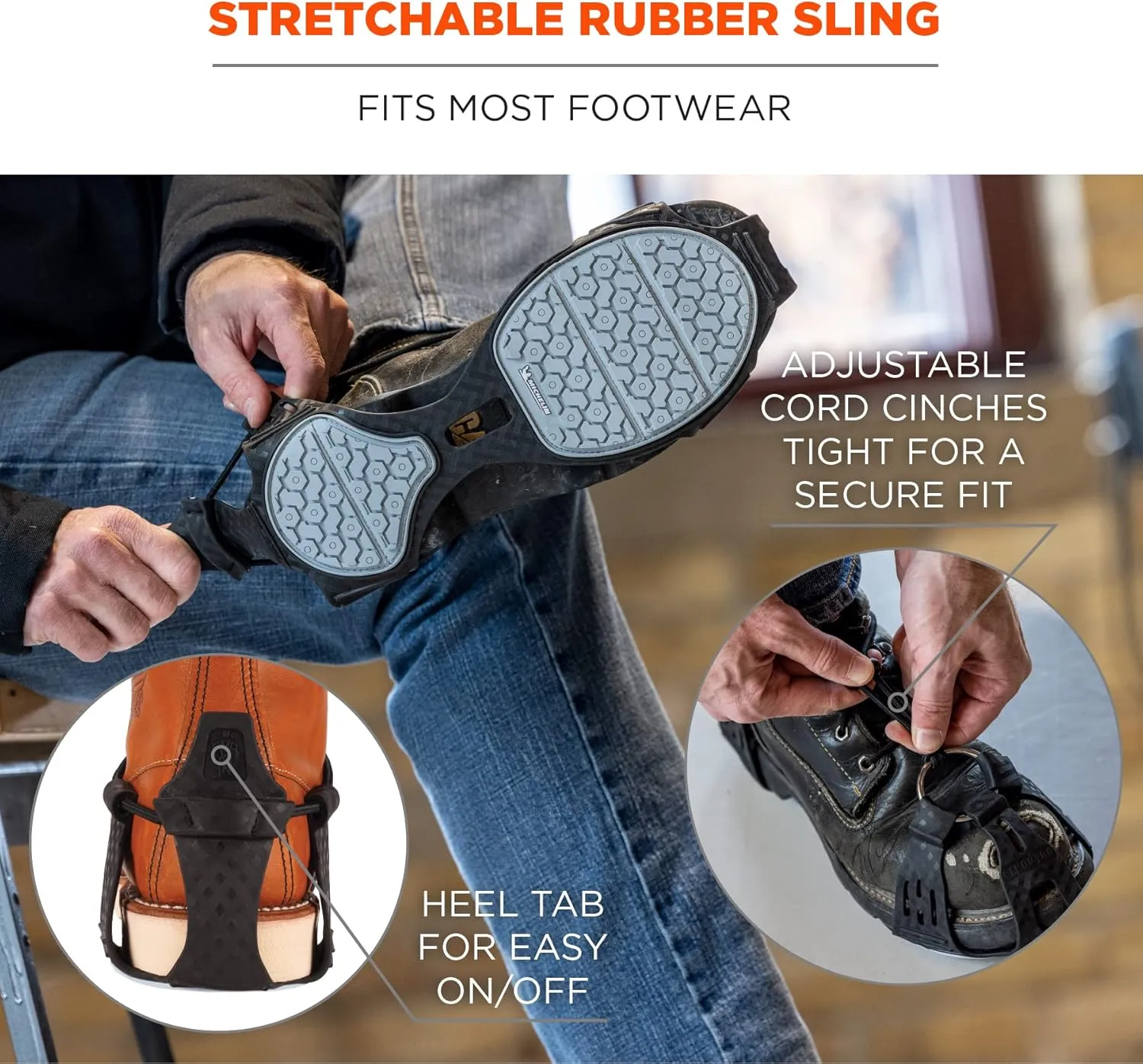 Ergodyne TREX Slip-On Indoor Anti-Slip Shoe Traction, Oil Resistant Anti Slip Soles for Boots