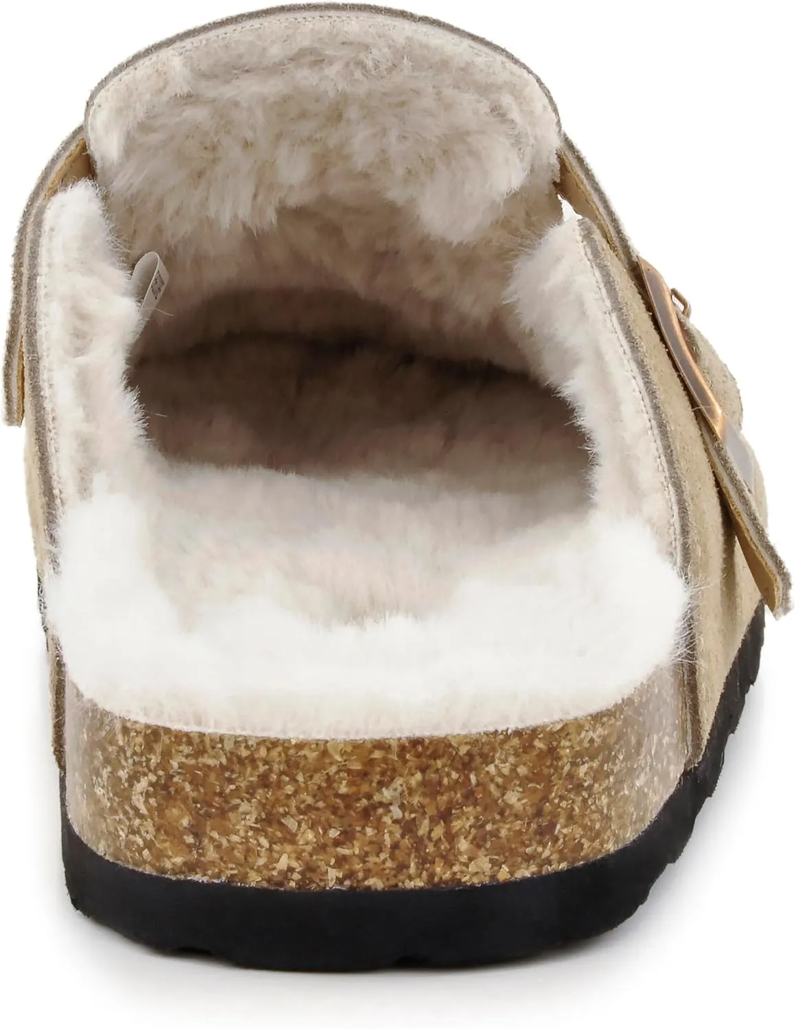 Erica Women's Cork Footbed Clogs Genuine Soft Suede Fuzzy Faux Fur Lined Comfort Cushioned Mule Slide Shoes