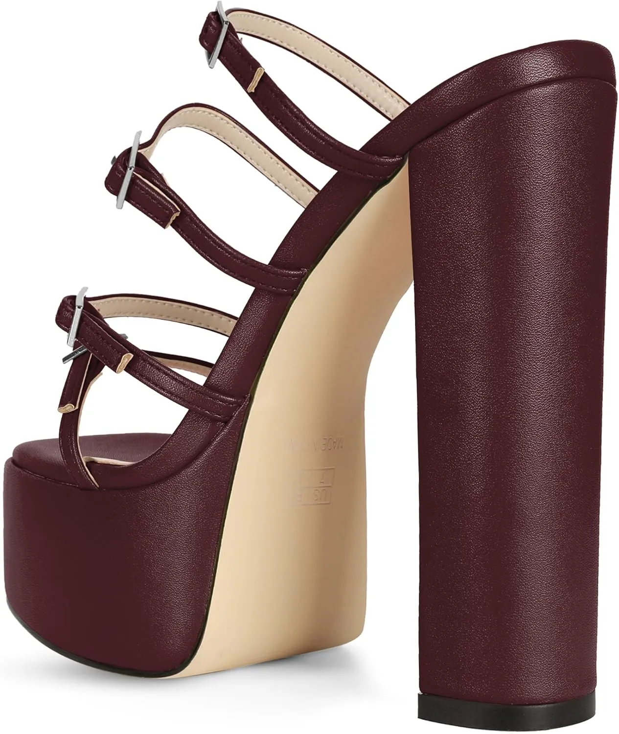 Esvowido Platform Chunky Heels for Women Square Open Toe Adjustable Straps Platform Mule Sandals with High Heel for Party Prom Wedding