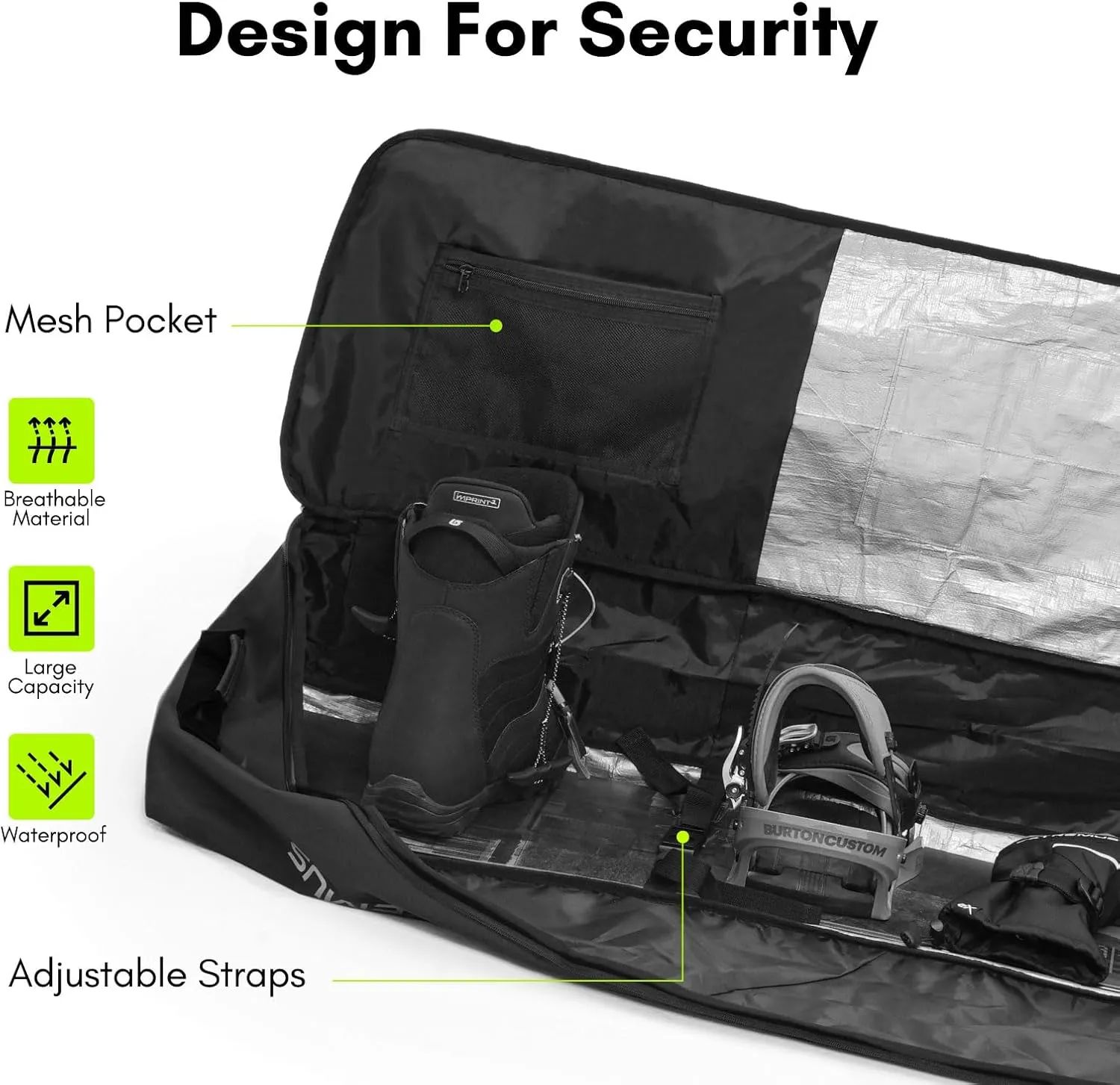 Extremus SnowMad Padded Snowboard Bag for Air Travel - Protective Snowboard Travel Bag for Smooth Carrying, Storage & Transportation of your Snowboard