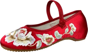 eYLun Women Chinese Embroidered Shoes Flower Flat Round Toe Mary Jane Ballet Shoes Slip On Shoes
