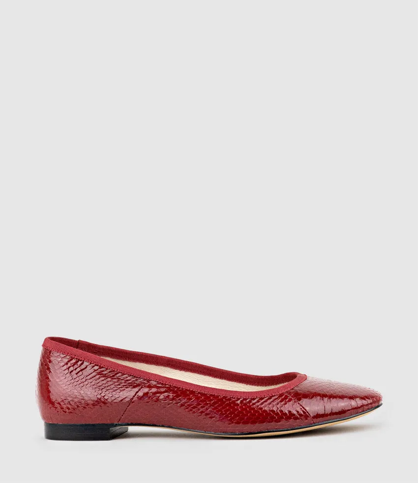 FAILE Ballet with Grosgrain Piping in Ruby Snake