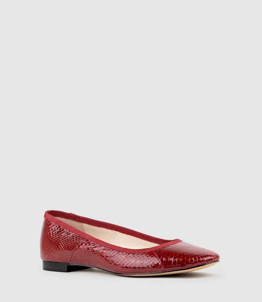 FAILE Ballet with Grosgrain Piping in Ruby Snake