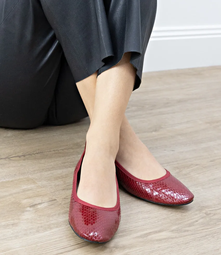 FAILE Ballet with Grosgrain Piping in Ruby Snake