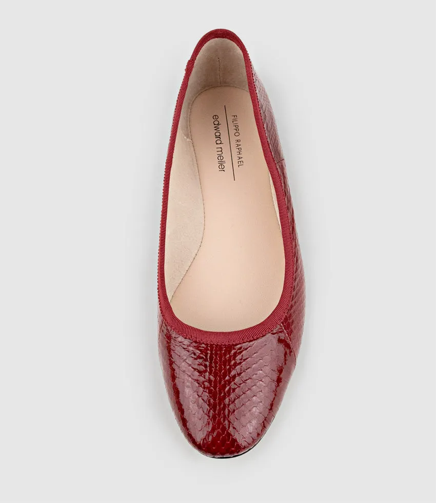 FAILE Ballet with Grosgrain Piping in Ruby Snake