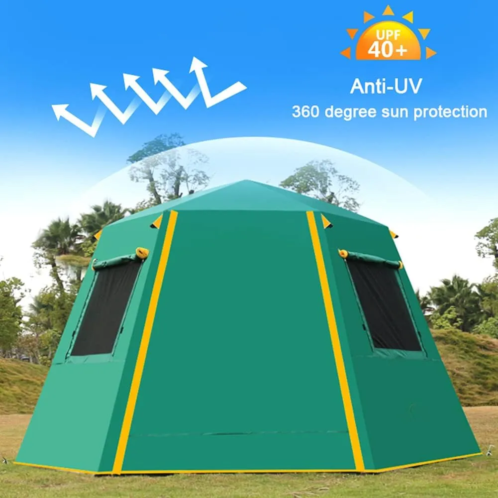 Family Outdoor Camping Tent Automatic Pop-Up Tent 3-4 Person Double Layer Instant Tent Easy Set Up Ideal Outdoor for Outdoor Hiking Fishing