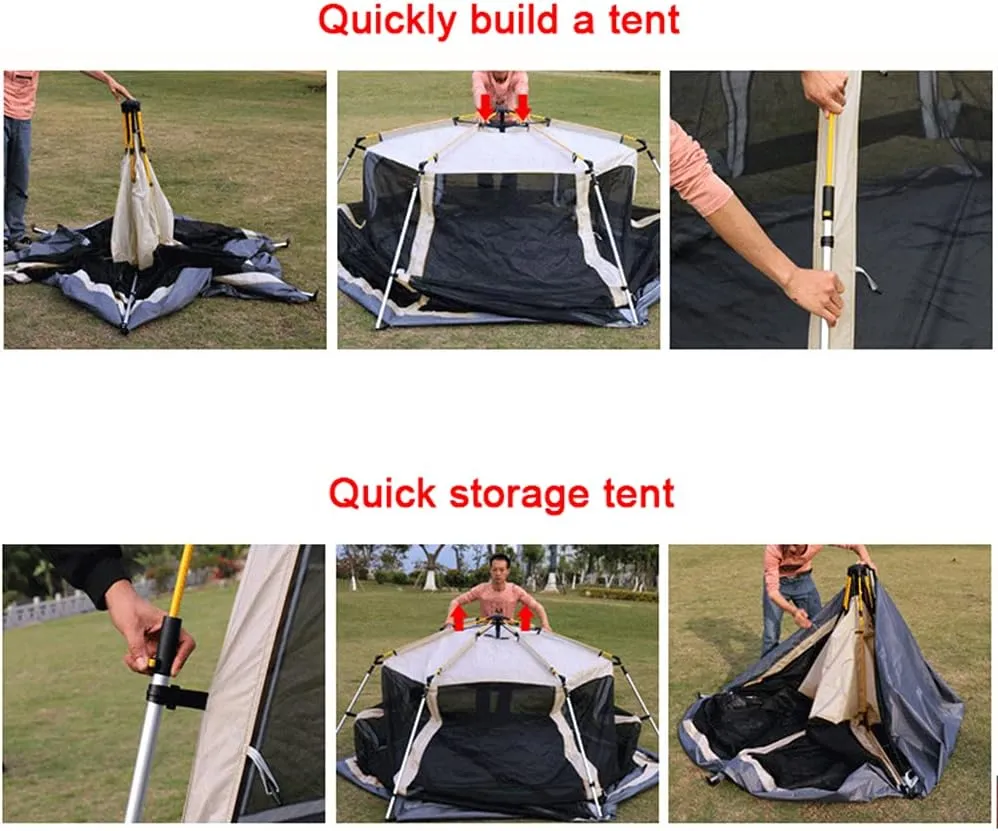 Family Outdoor Camping Tent Automatic Pop-Up Tent 3-4 Person Double Layer Instant Tent Easy Set Up Ideal Outdoor for Outdoor Hiking Fishing