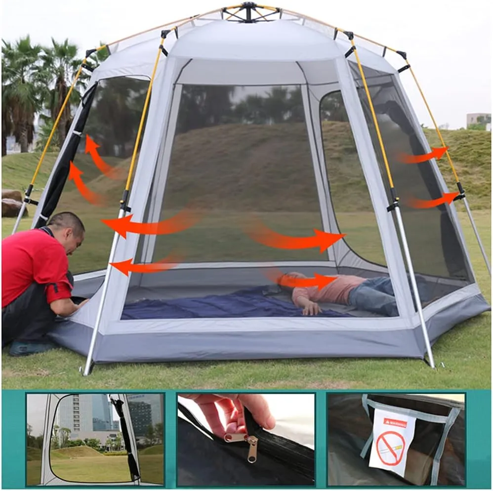 Family Outdoor Camping Tent Automatic Pop-Up Tent 3-4 Person Double Layer Instant Tent Easy Set Up Ideal Outdoor for Outdoor Hiking Fishing