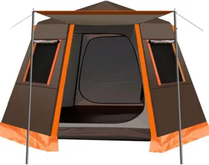 Family Outdoor Camping Tent Automatic Pop-Up Tent 3-4 Person Double Layer Instant Tent Easy Set Up Ideal Outdoor for Outdoor Hiking Fishing