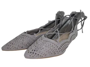 Fashion Grey Up Light Suede Lace Flat Qupid Shoes Limited edition Trustworthy Calf Zipper Ballet Strike-02X