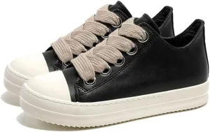 Fashion Low Top Sneakers for Men Thick Shoe Jumbo Lace Up Comfort Walking Shoes