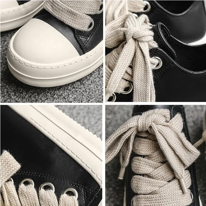 Fashion Low Top Sneakers for Men Thick Shoe Jumbo Lace Up Comfort Walking Shoes