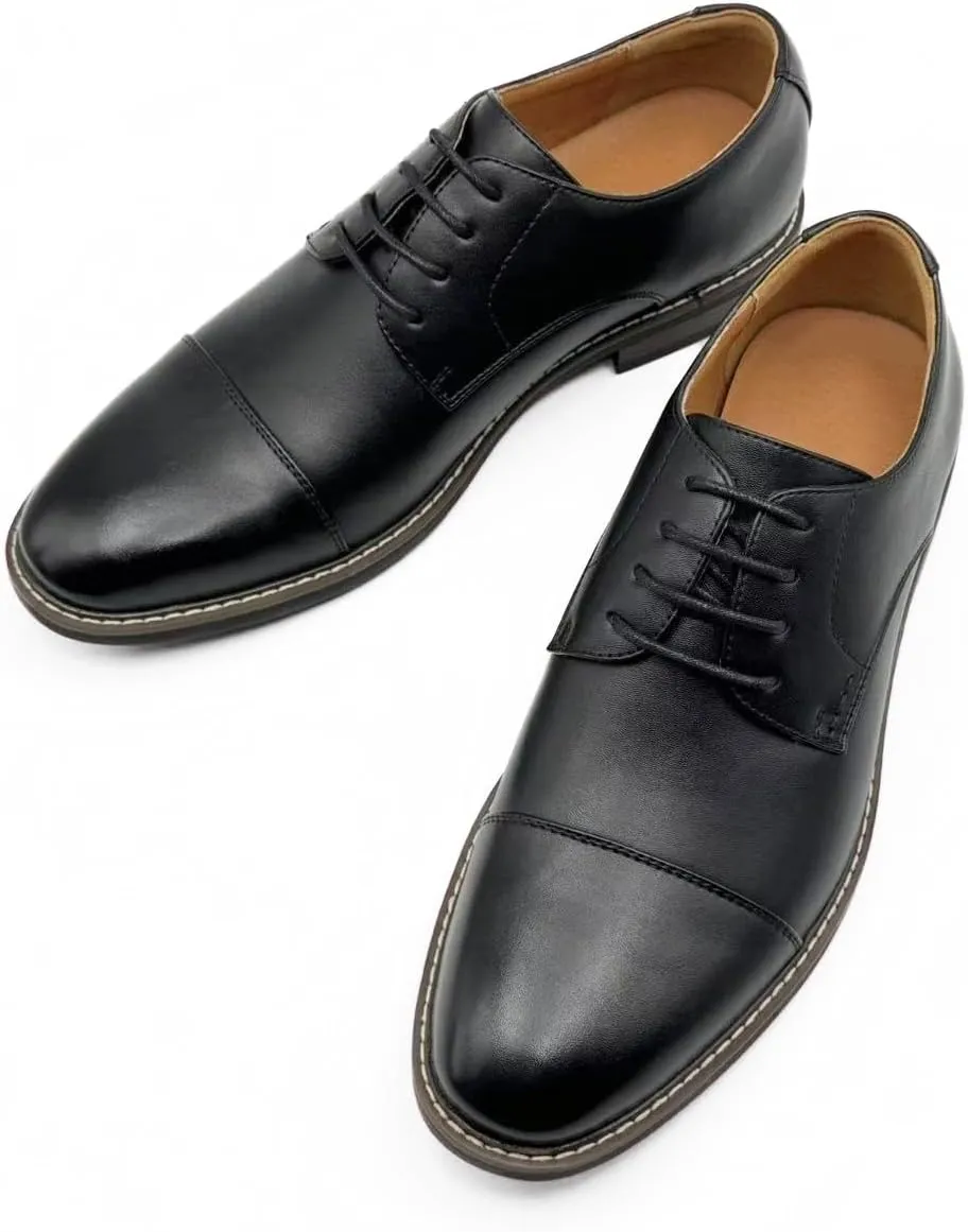 Finishing & Sewing Men's Cap Toe Lace Up Oxford Dress Shoes