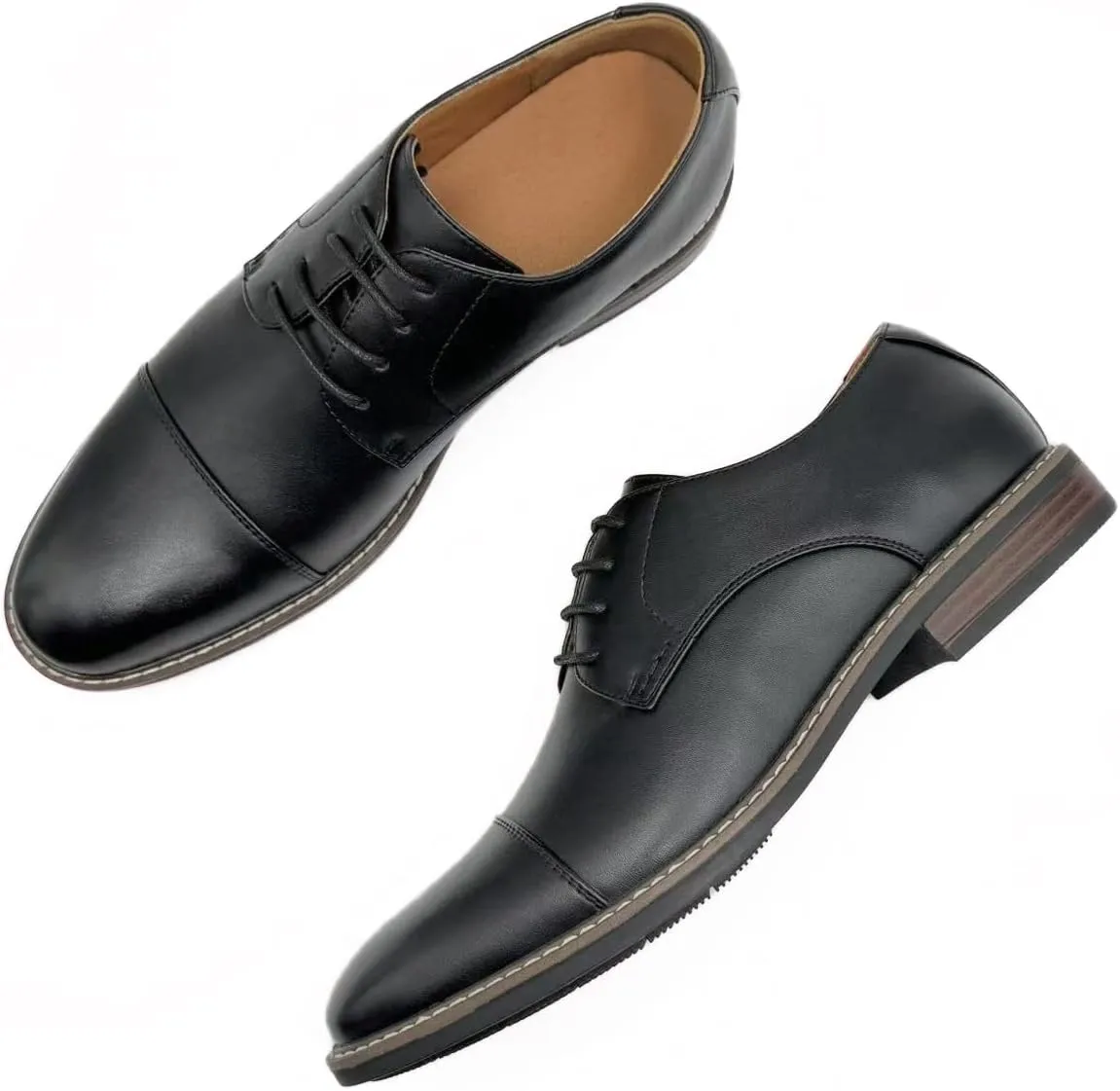 Finishing & Sewing Men's Cap Toe Lace Up Oxford Dress Shoes