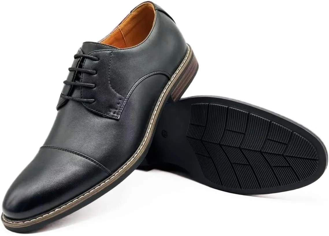 Finishing & Sewing Men's Cap Toe Lace Up Oxford Dress Shoes