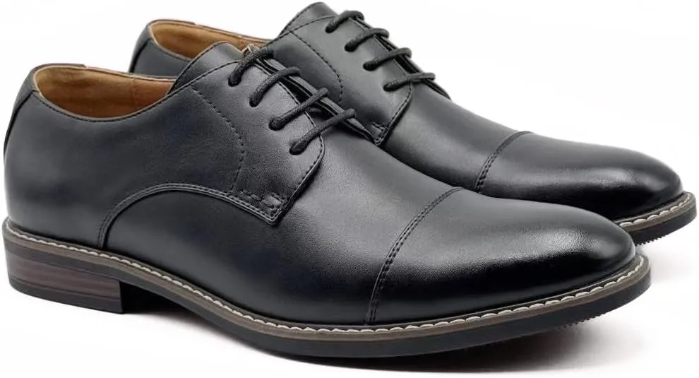 Finishing & Sewing Men's Cap Toe Lace Up Oxford Dress Shoes