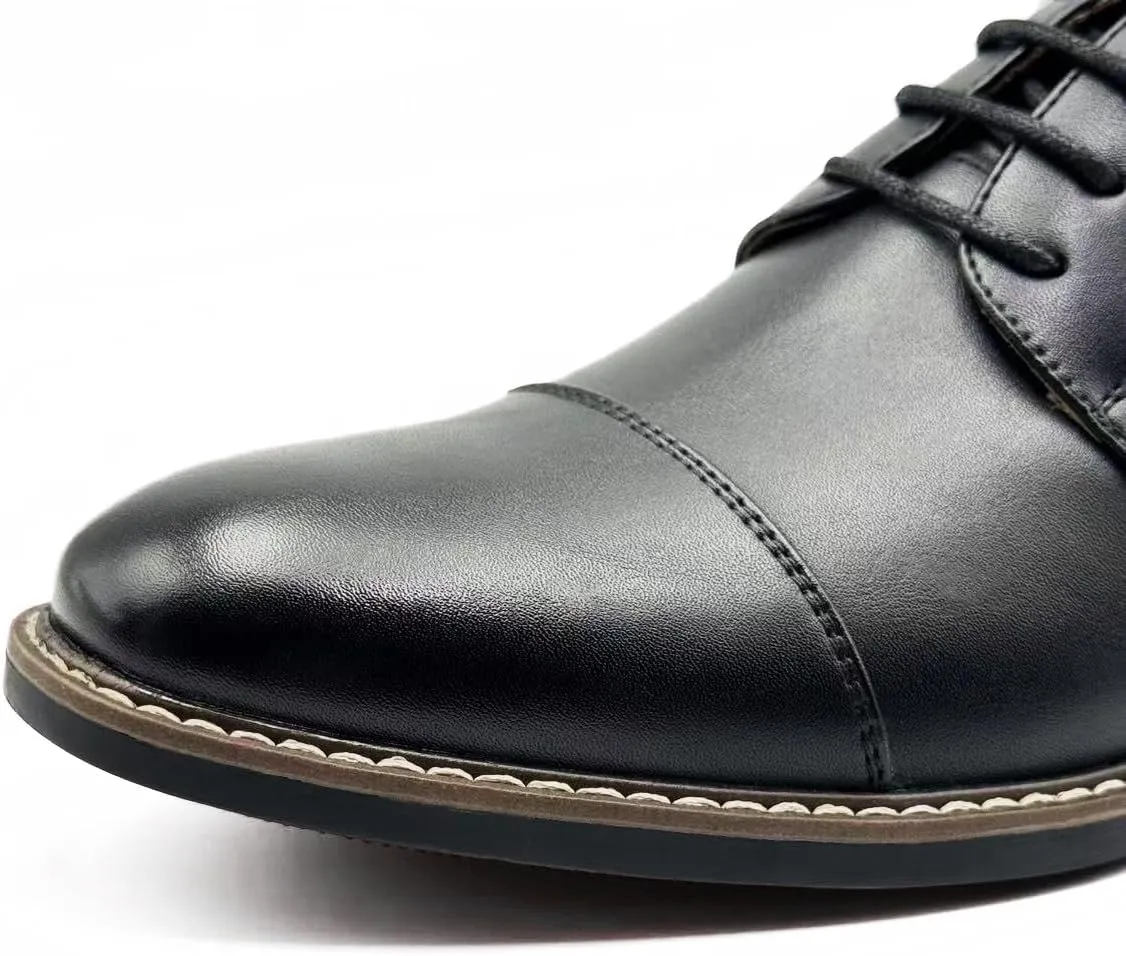 Finishing & Sewing Men's Cap Toe Lace Up Oxford Dress Shoes