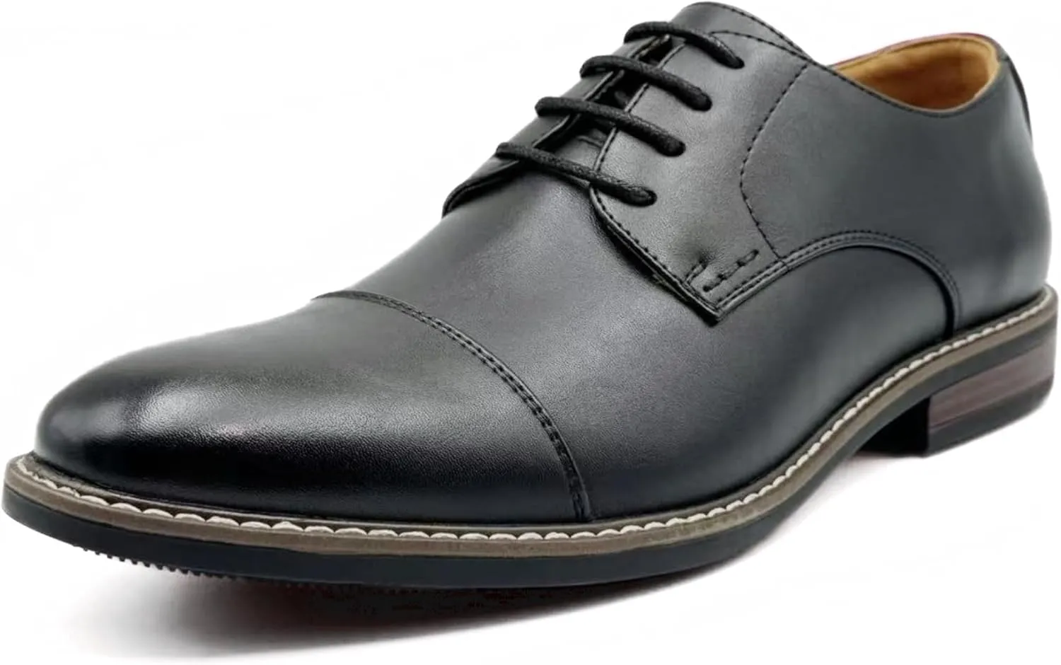 Finishing & Sewing Men's Cap Toe Lace Up Oxford Dress Shoes