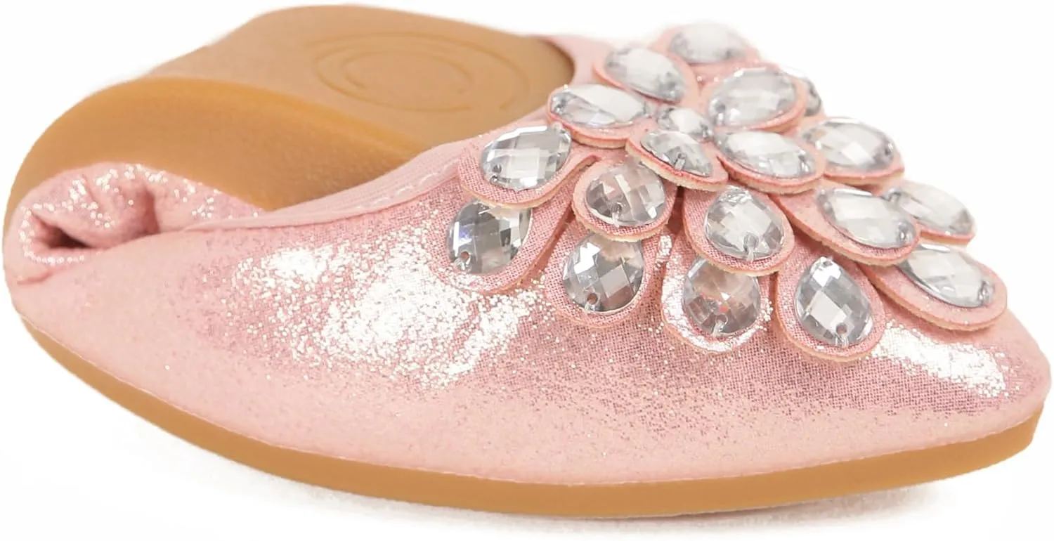Flats Shoes for Women Rhinestone Wedding Ballerina Shoes Foldable Sparkly Comfort Slip on Flat Dressy Flats