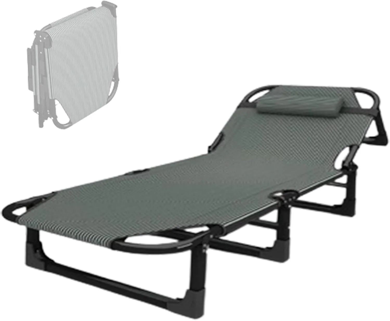 Foldable Bed with Pillow, Multi Use Fold Up Bed with Adjustable 4-Positions Portable Bed for Adults Lightweight Camping Cot for Home, Office Outdoor, Capable of Bearing Up to 160kg(190 * 75 * 28cm)