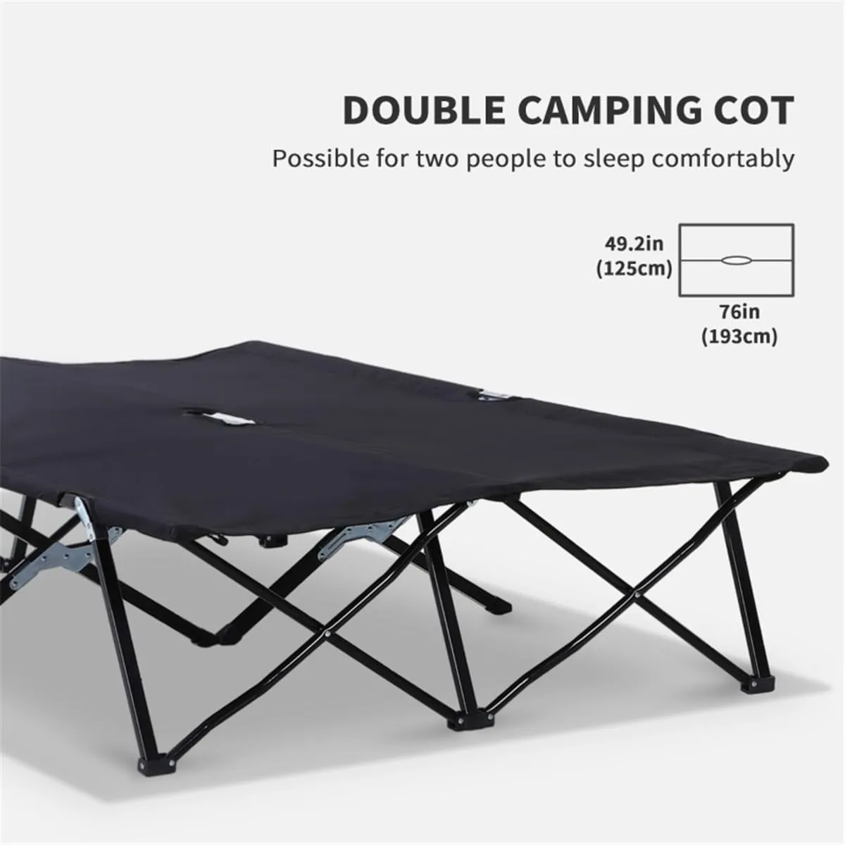 Folding Camping Cot,Sleeping Cots,for Outdoor Traveling, Hiking, Office Nap, Easy to Set up(76"×49.25"×15.75"). (Black)