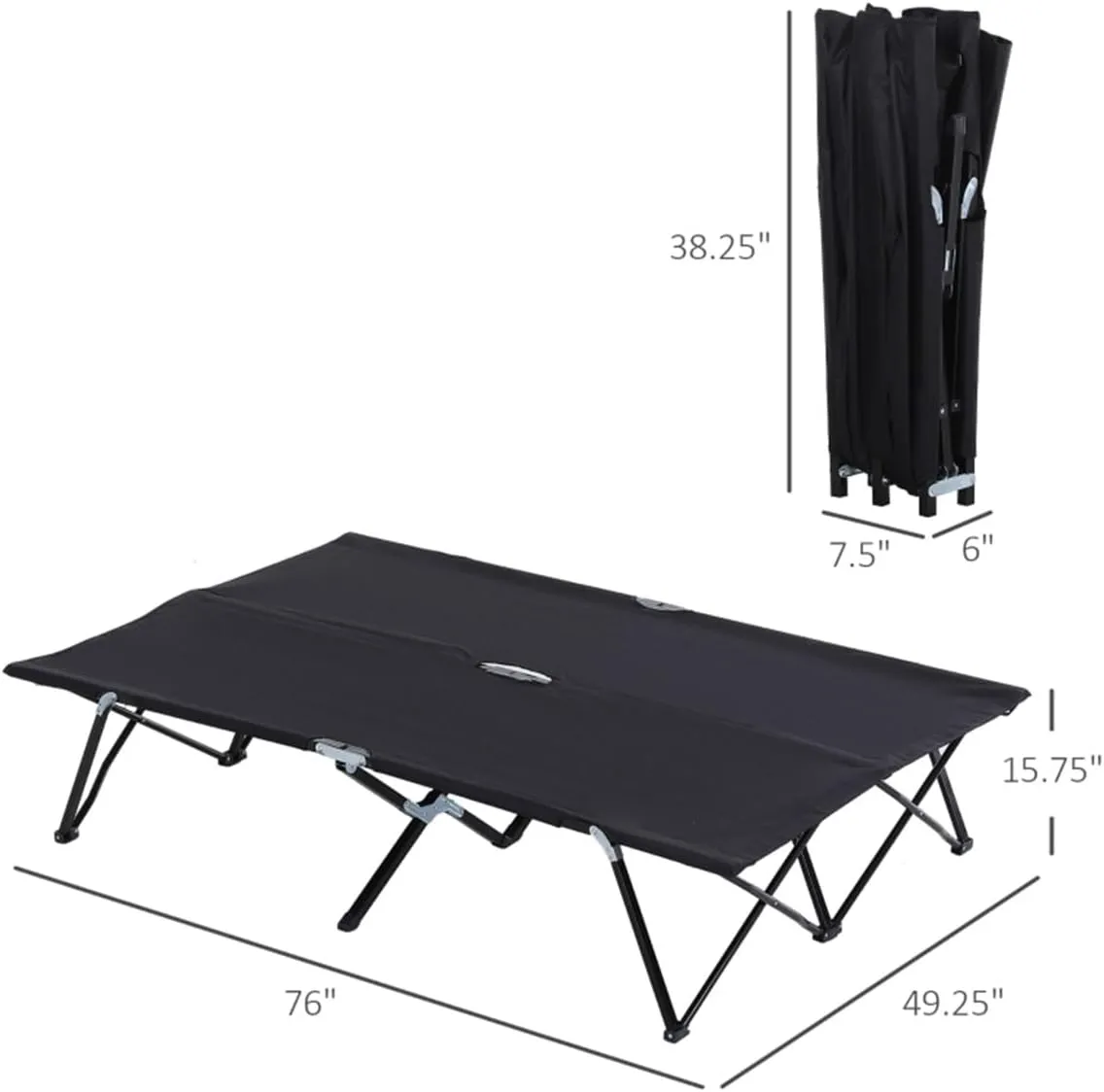 Folding Camping Cot,Sleeping Cots,for Outdoor Traveling, Hiking, Office Nap, Easy to Set up(76"×49.25"×15.75"). (Black)