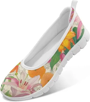 Forchrinse Colorful Cat Books Print Women’s Flats Soft Slip on Walking Shoes Round Toe Ballet Flats Comfortable Dress Work Shoes